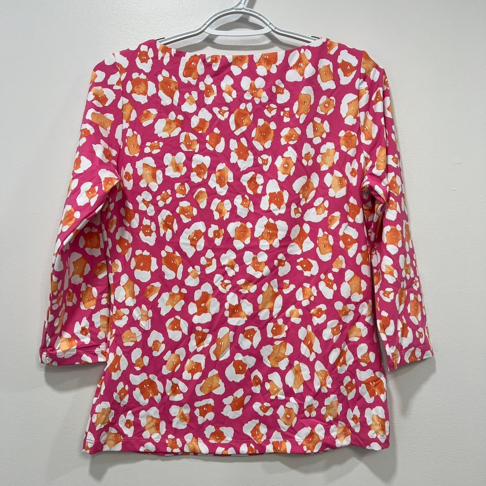 J Mclaughlin Womens Wavesong Top Small NWT $168 Catalina Cloth Pink White Leo - Picture 3 of 7